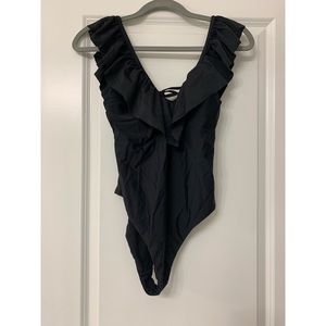 Black scoop neck bathing suit